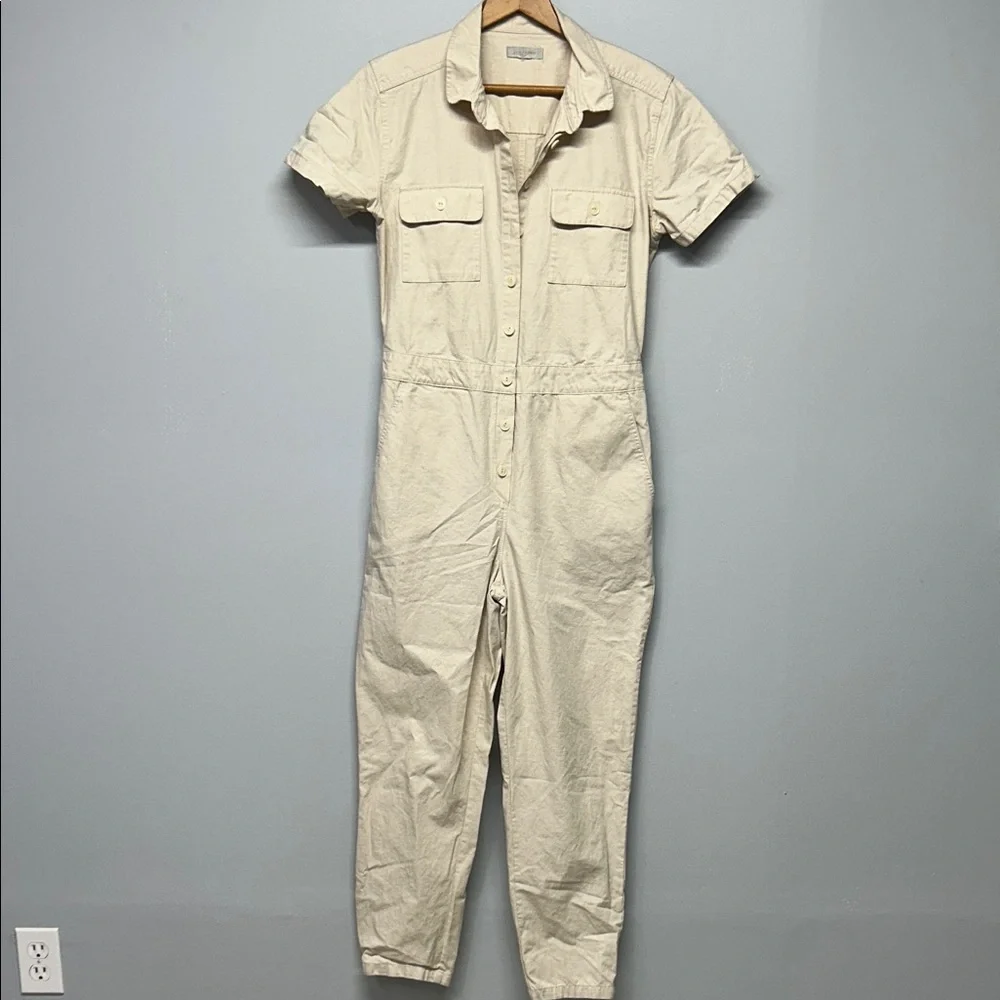 Outerknown S.E.A Utility‎ Jumpsuit Carpenter Linen Cotton Sustainable Small Tan